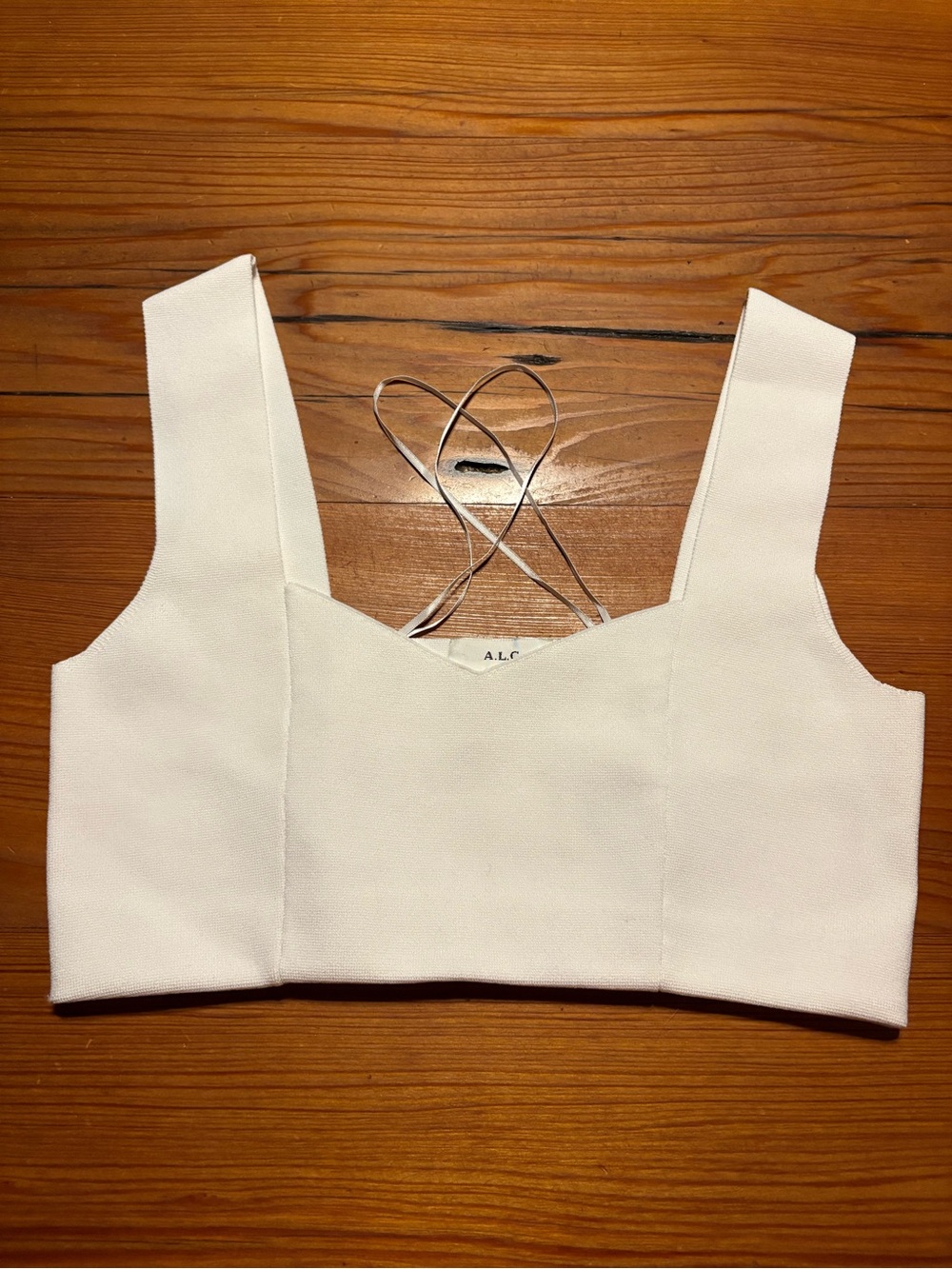 A.L.C. Cream White Cropped Bralette with Wide Straps